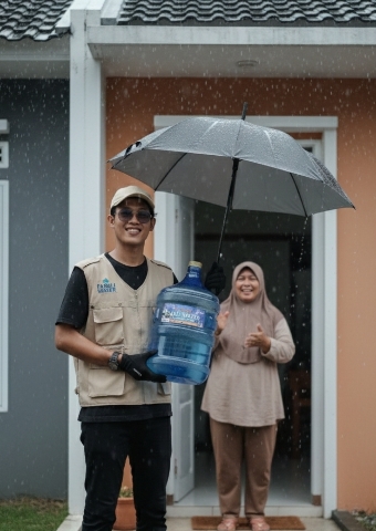 Pengiriman air matang isi ulang ke rumah
